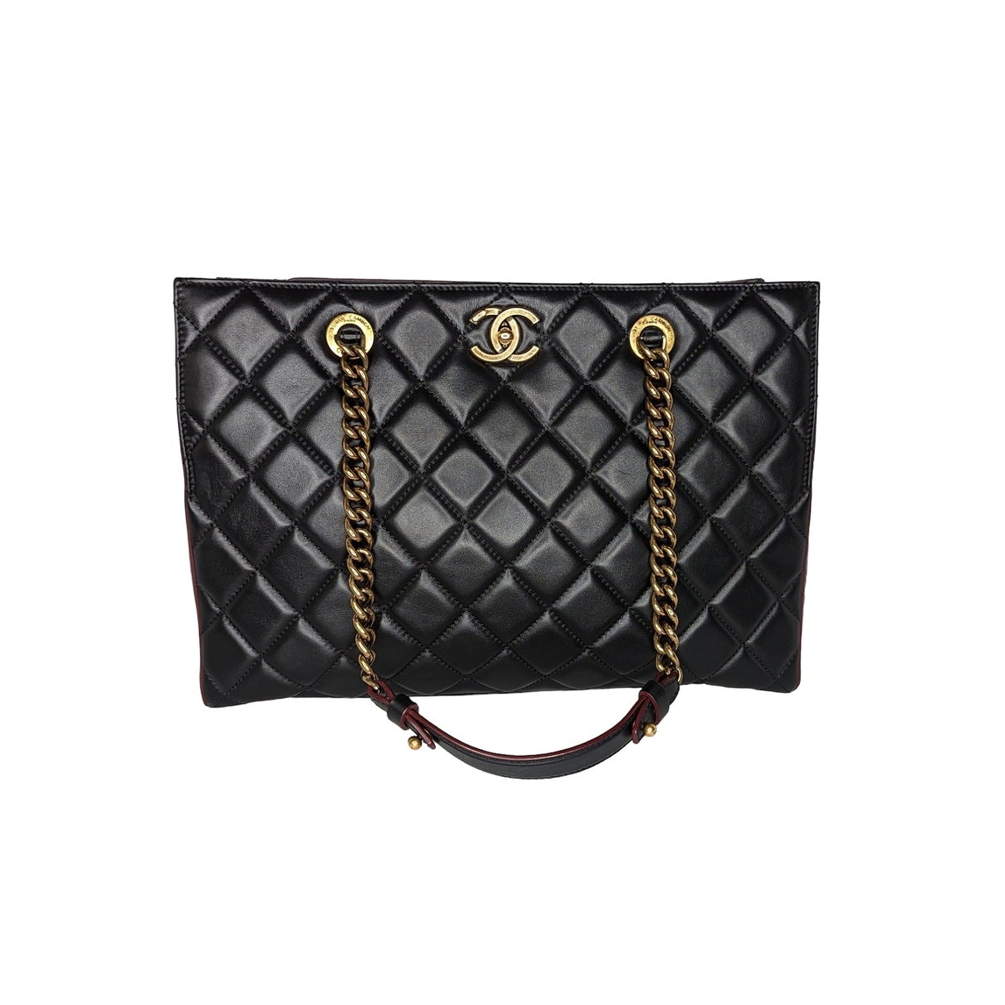 Luxury Chanel bag Black Quilted Calfskin Perfect Edge Tote
