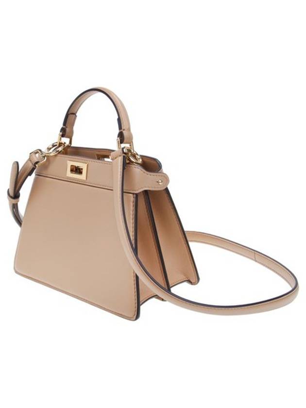 Luxury Fendi Peekaboo I See You Leather Tote Bag Beige
