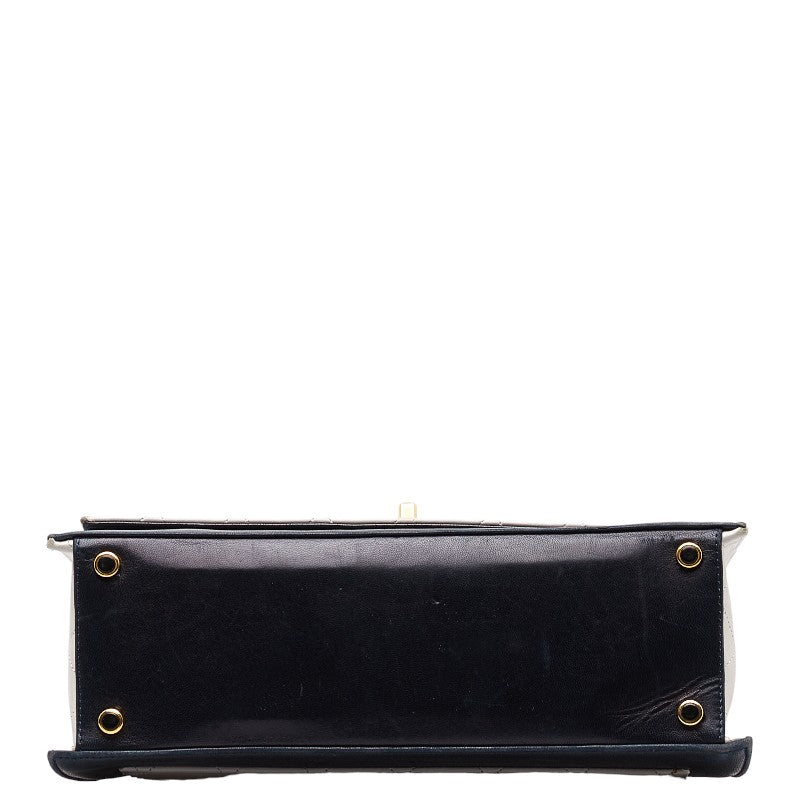 Chanel Matrases Turton Chain Shoulder Bag Navy White G Leather  Chanel