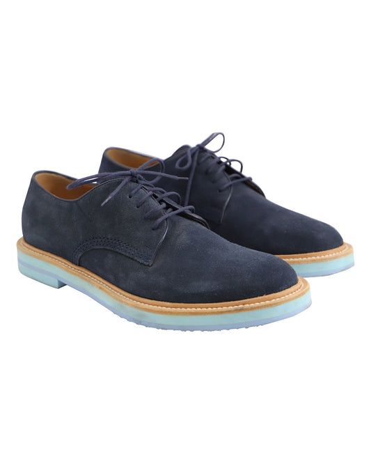 Luxury Gucci Trending 2025 Lace Up Derby Shoes in Navy Blue Suede