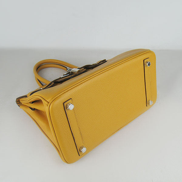 Luxury Hermes Birkin 30cm Togo Leather Handbags Yellow Silver