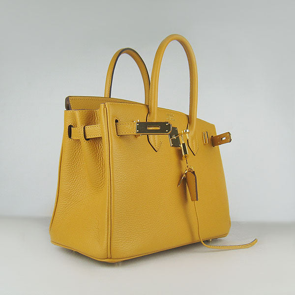 Luxury Hermes Birkin 30cm Togo Leather Handbags Yellow Golden