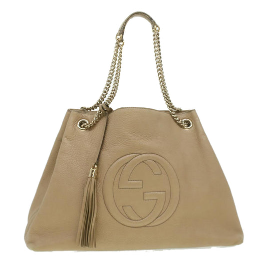 Luxury Gucci Trending 2025 Chain Soho Shoulder Bag Leather Beige