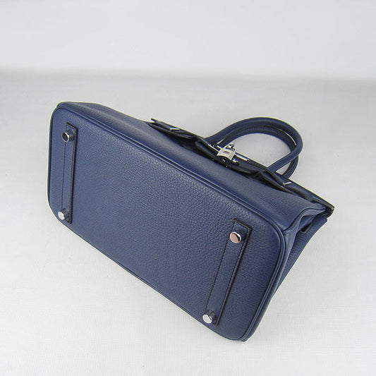 Luxury Hermes Birkin 30cm Togo Leather Handbags Dark Blue Silver