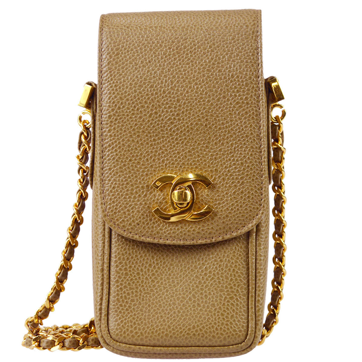 Luxury Chanel 1994-1996 Phone Case Beige Caviar
