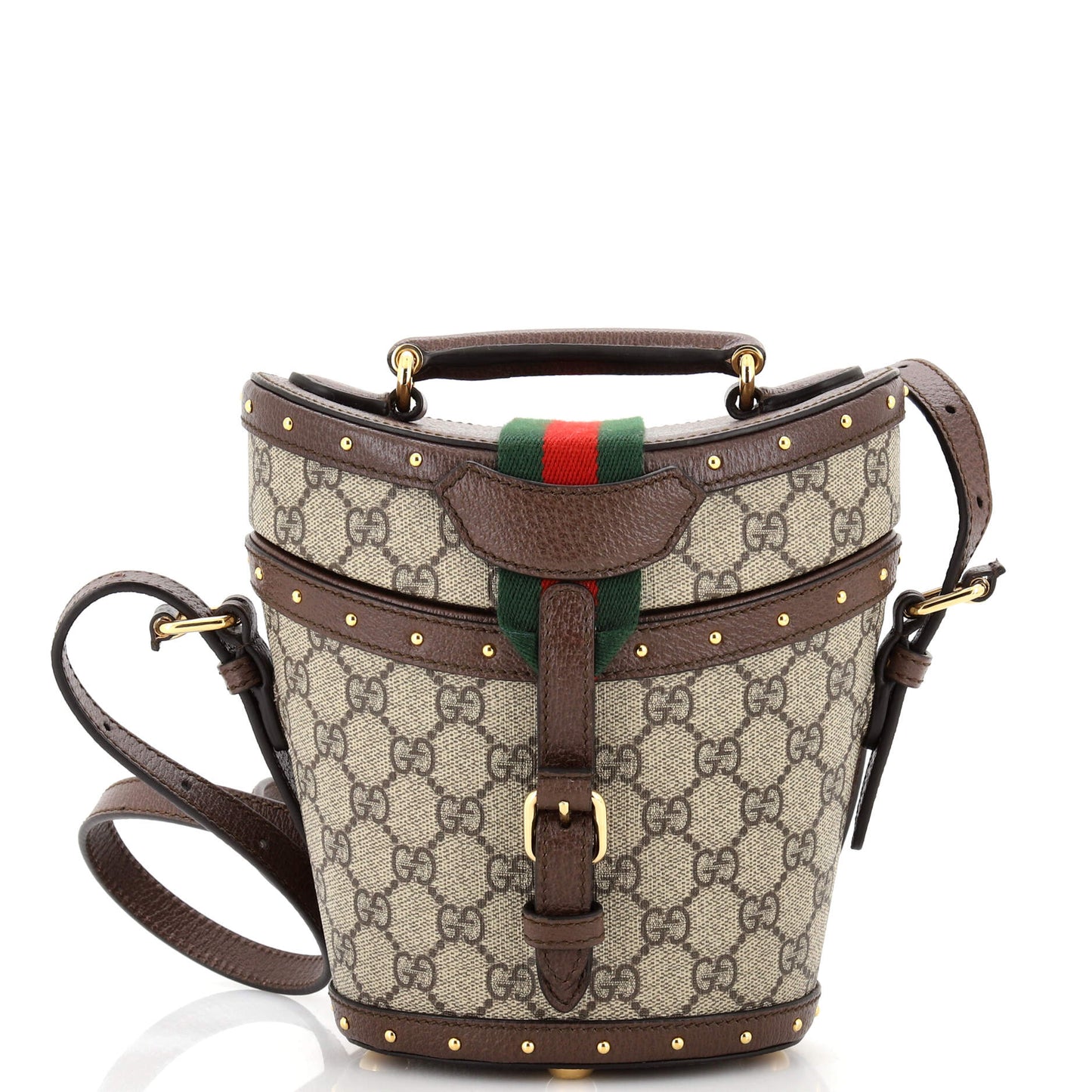 Luxury Gucci Trending 2025 Top Handle Hat Box Bag GG Coated Canvas with Leather