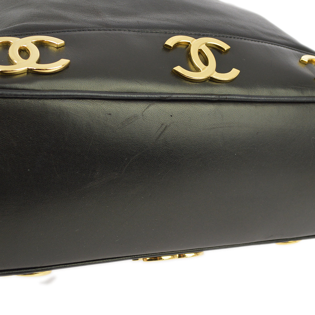 Luxury Chanel Black Lambskin Triple CC Bucket Shoulder Bag