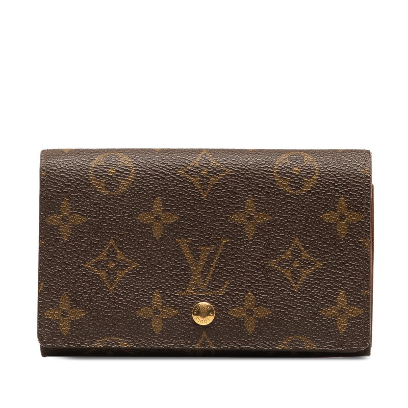 Louis Vuitton Monogram Portemone Vie Trezor Double Fed Wallet M61730 Brown PVC Leather  Louis Vuitton