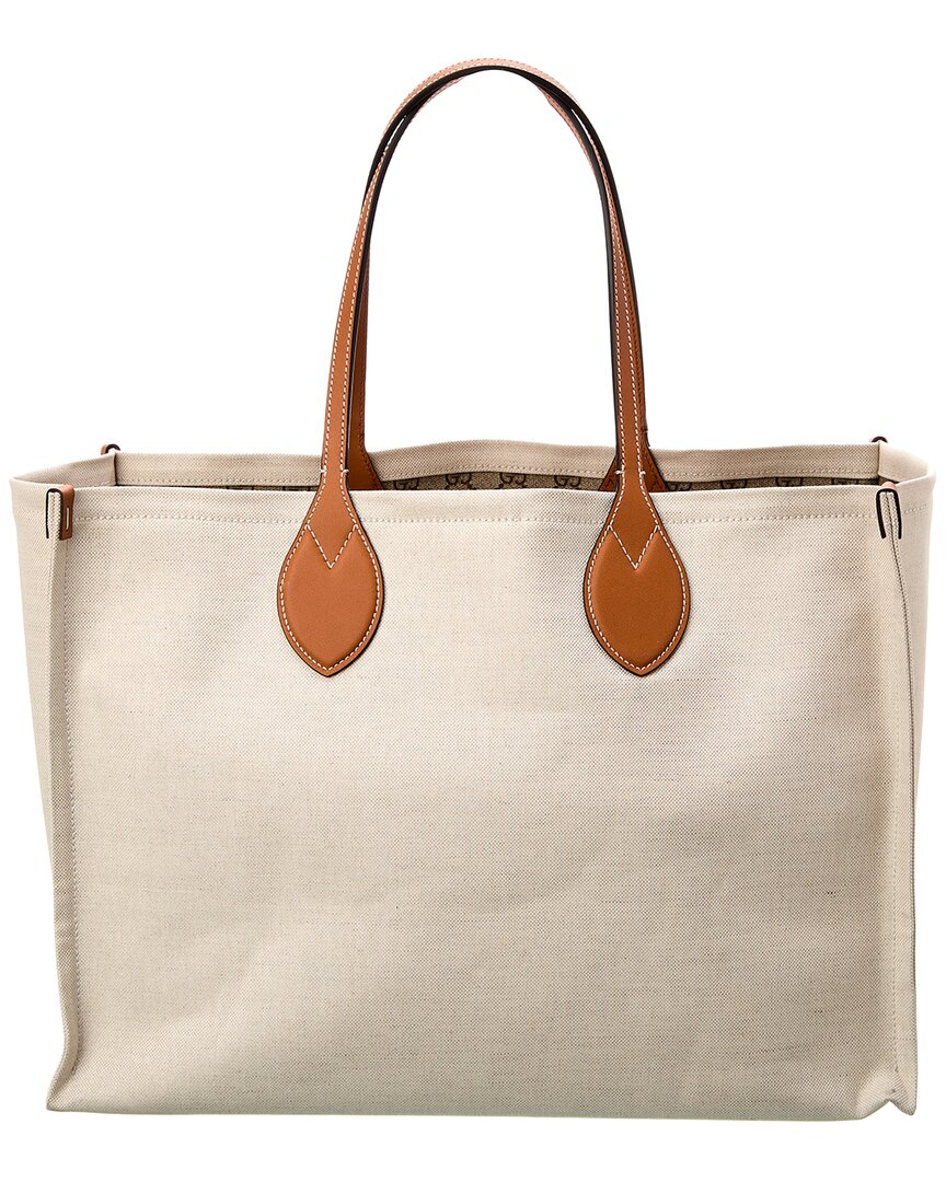 Luxury Gucci Trending 2025 Logo Print Canvas & Leather Tote