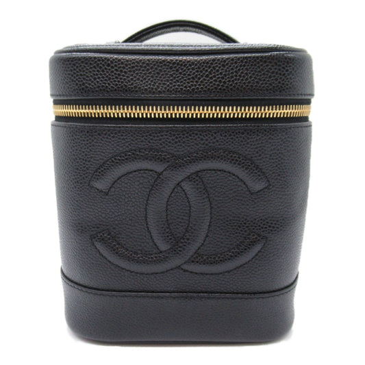 CHANEL Laminated Vanity Handbag Caviar S  Black  A01998