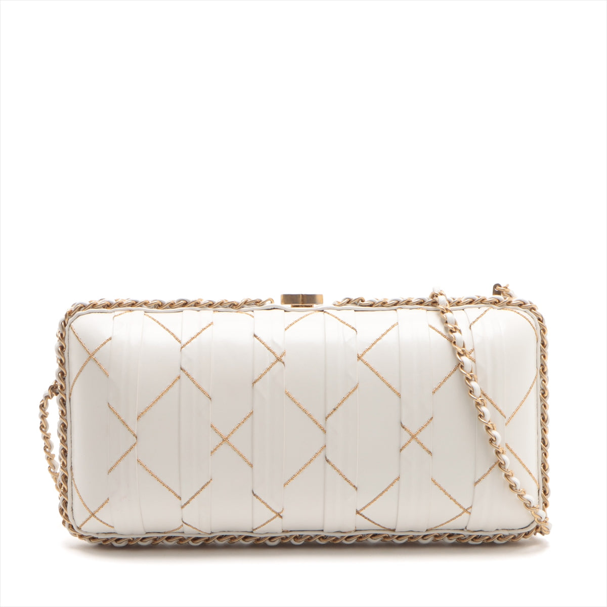 Chanel Coco Leather Chain Shoulder Bag White G  29th