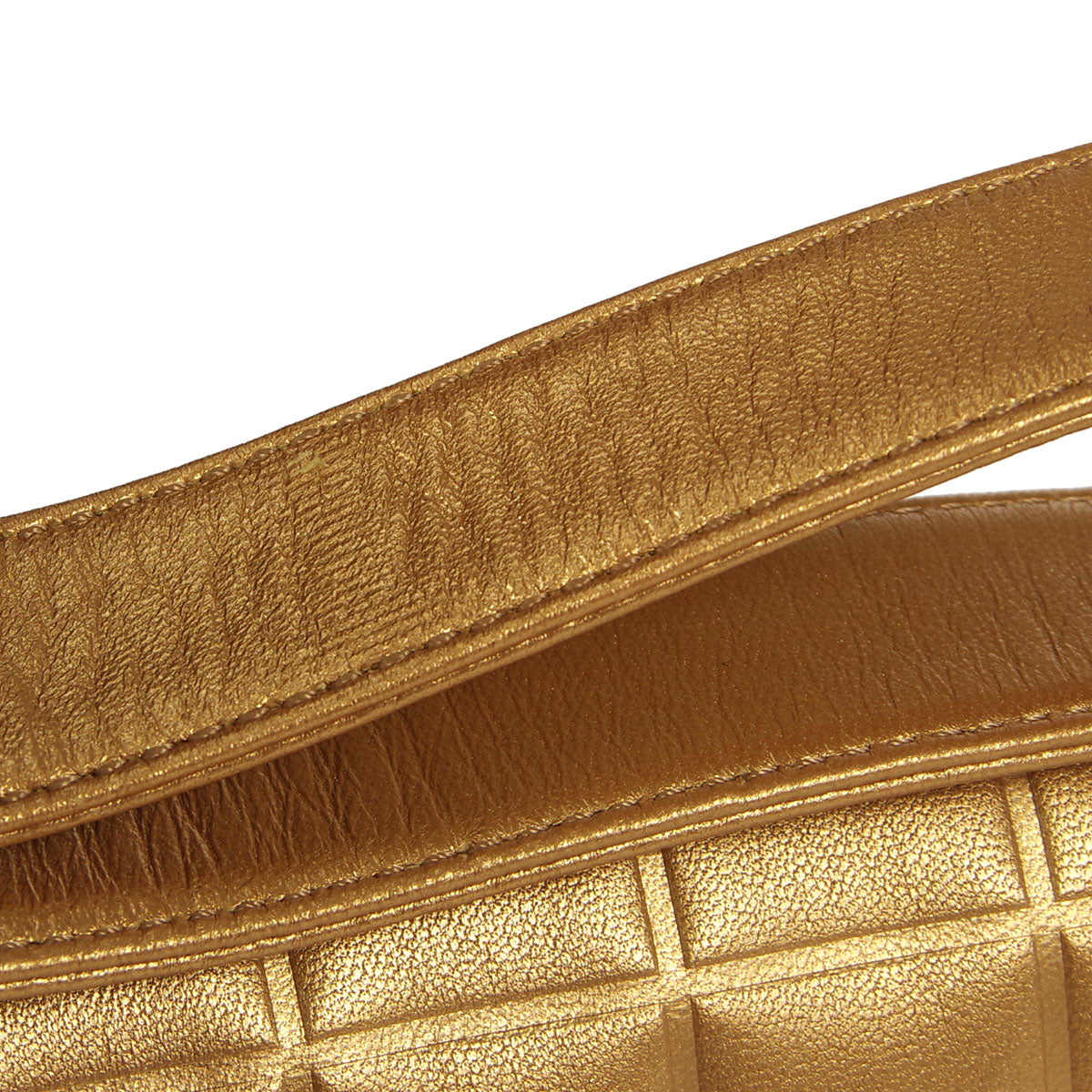 Luxury Chanel * 2001-2003 Choco Bar Shoulder Bag Bronze Lambskin