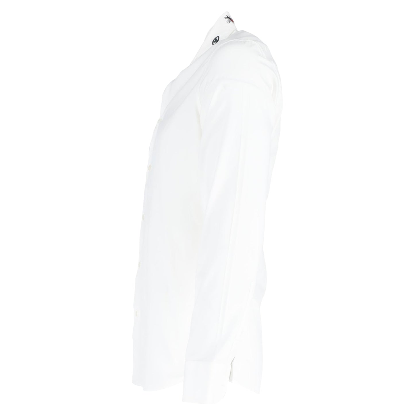 Gucci Printed Collar Long Sleeve Shirt in White Cotton