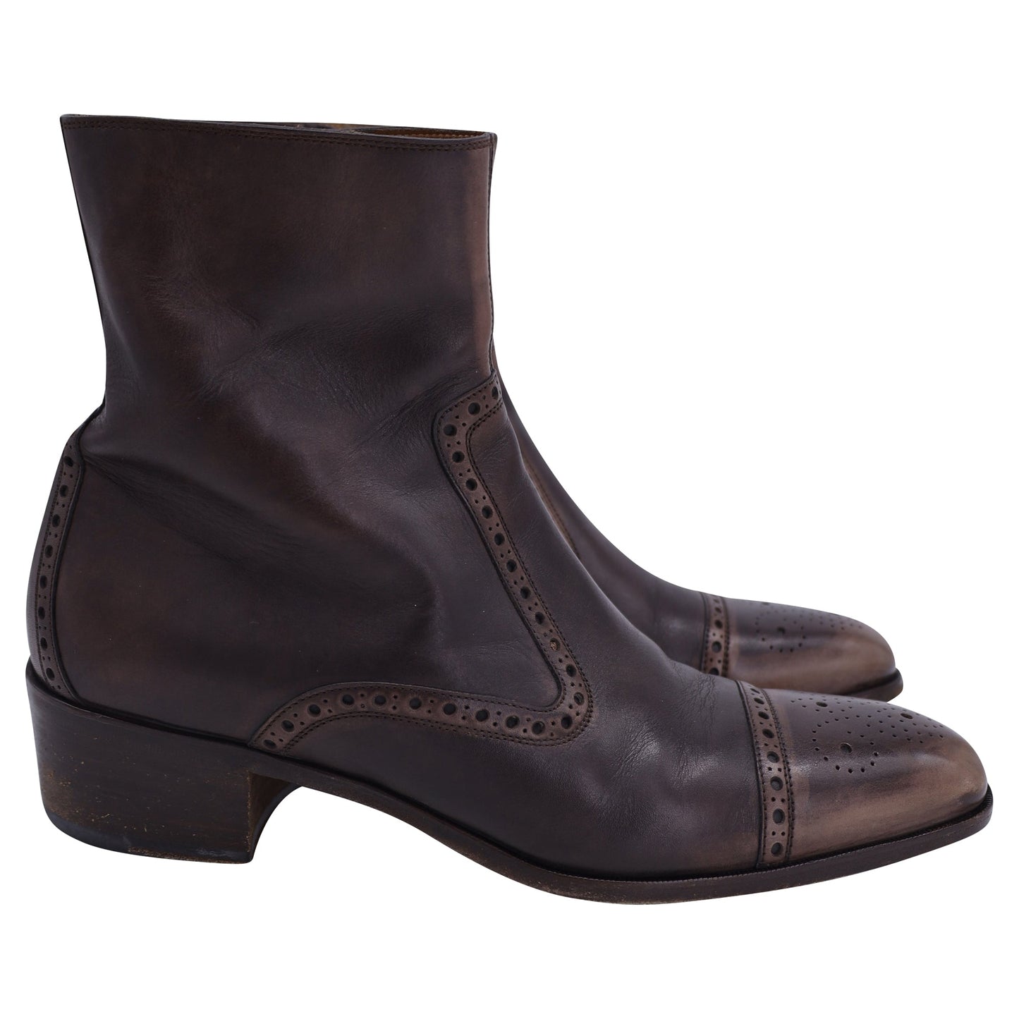 Luxury Gucci Trending 2025 Western Style Ankle Boots in Faded Brown Leather