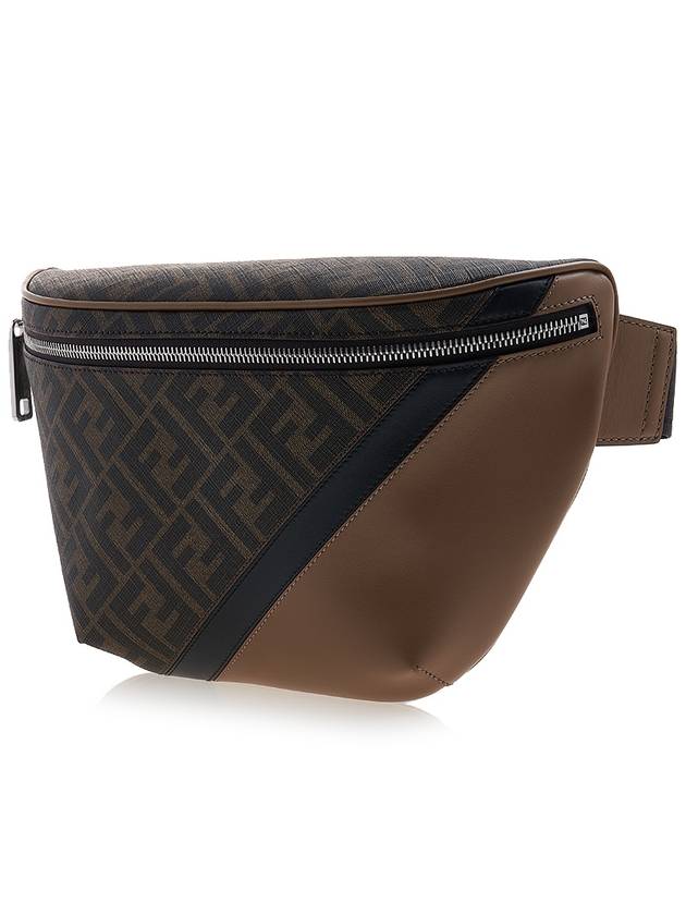 Luxury Fendi FF Monogram Logo Leather Belt Bag Brown