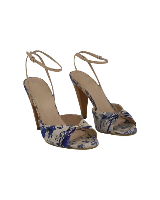 Luxury Gucci Trending 2025 Floral Open-Toe High-heeled Sandals in Beige Print Canvas