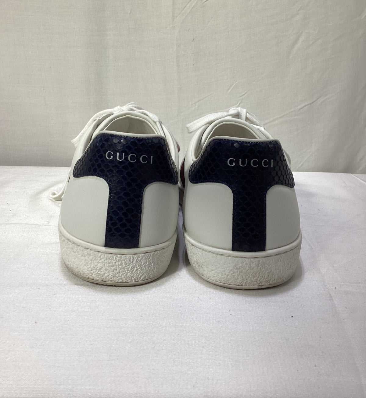 Gucci Ace Web Low-Top Sneakers in White Leather