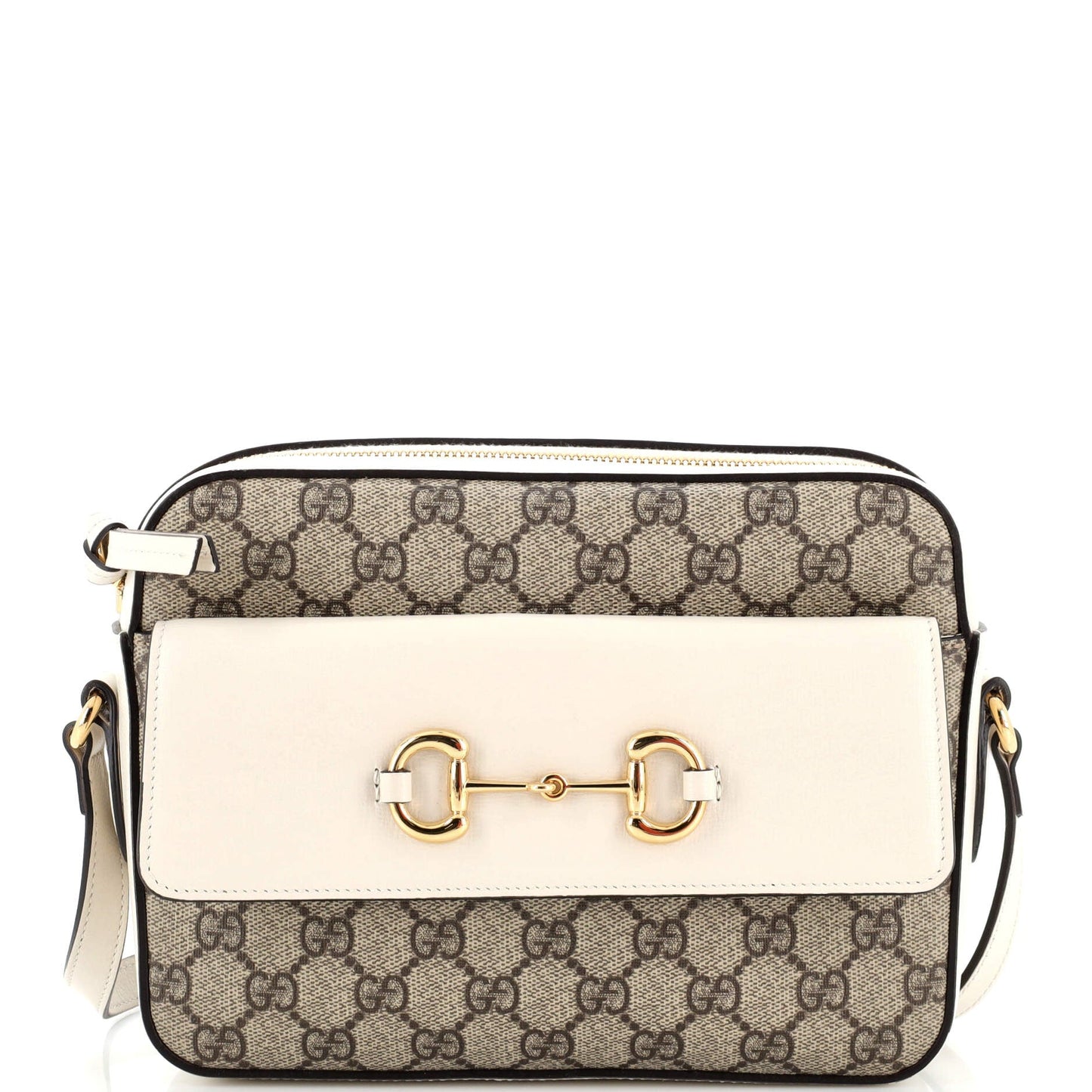 Luxury Gucci Trending 2025 Horsebit 1955 Flap Pocket Camera Bag GG Coated Canvas Small