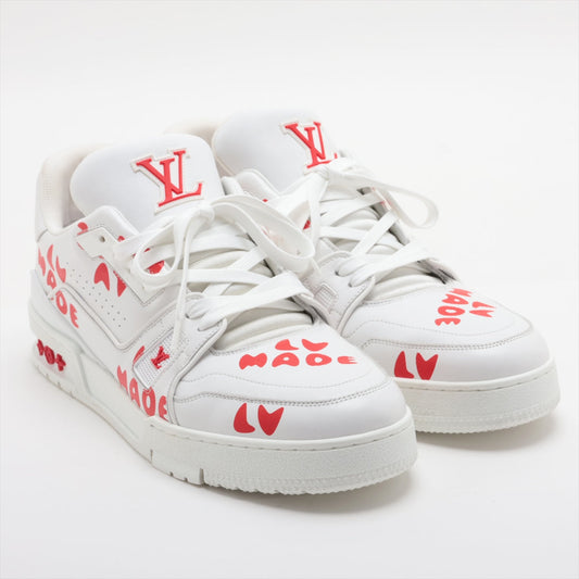 Louis Vuitton x Niger LV Trainer Line 21 Year Leather Sneaker UK8 1/2 Men Red x White FD0291
