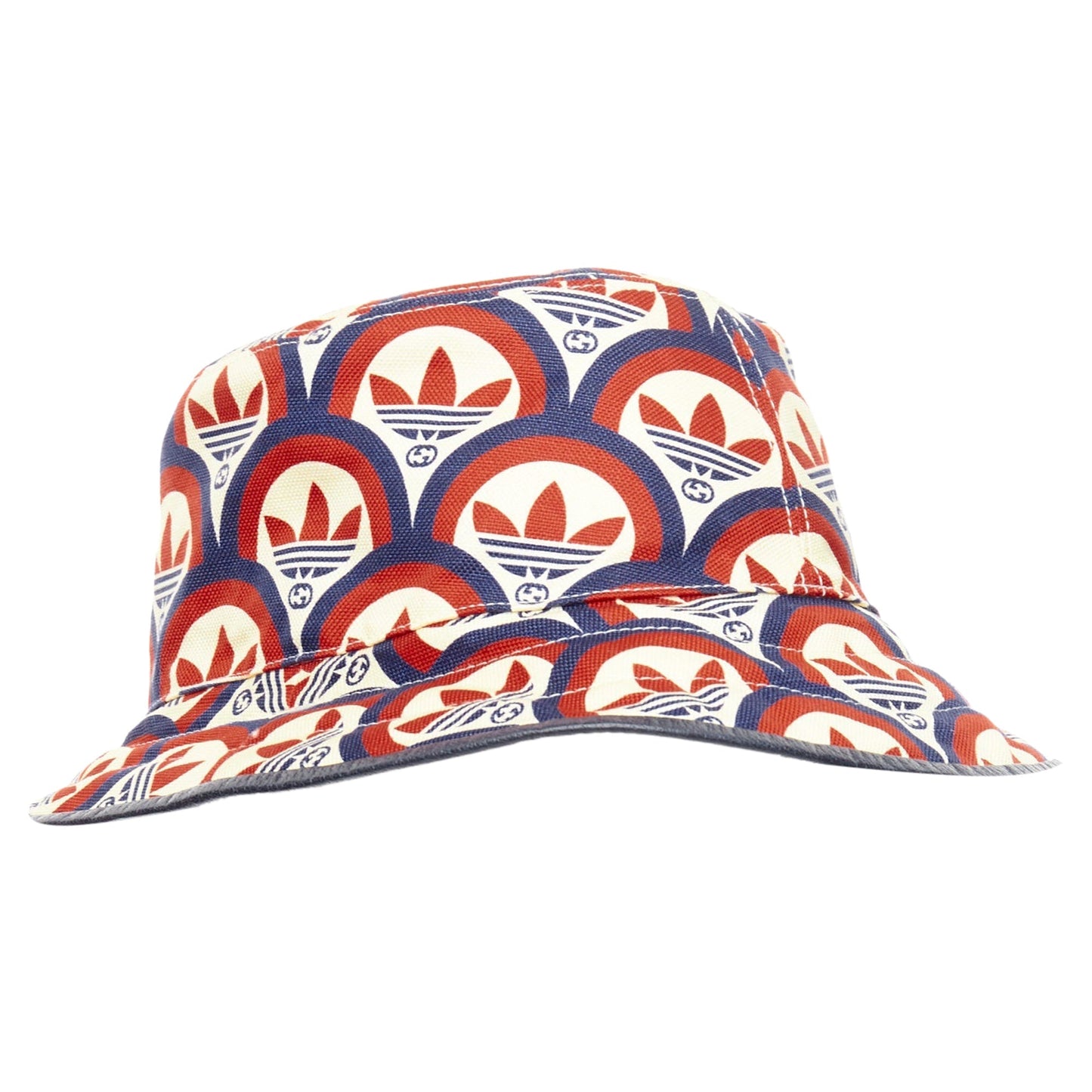 Gucci adidas logo print leather trim bucket hat