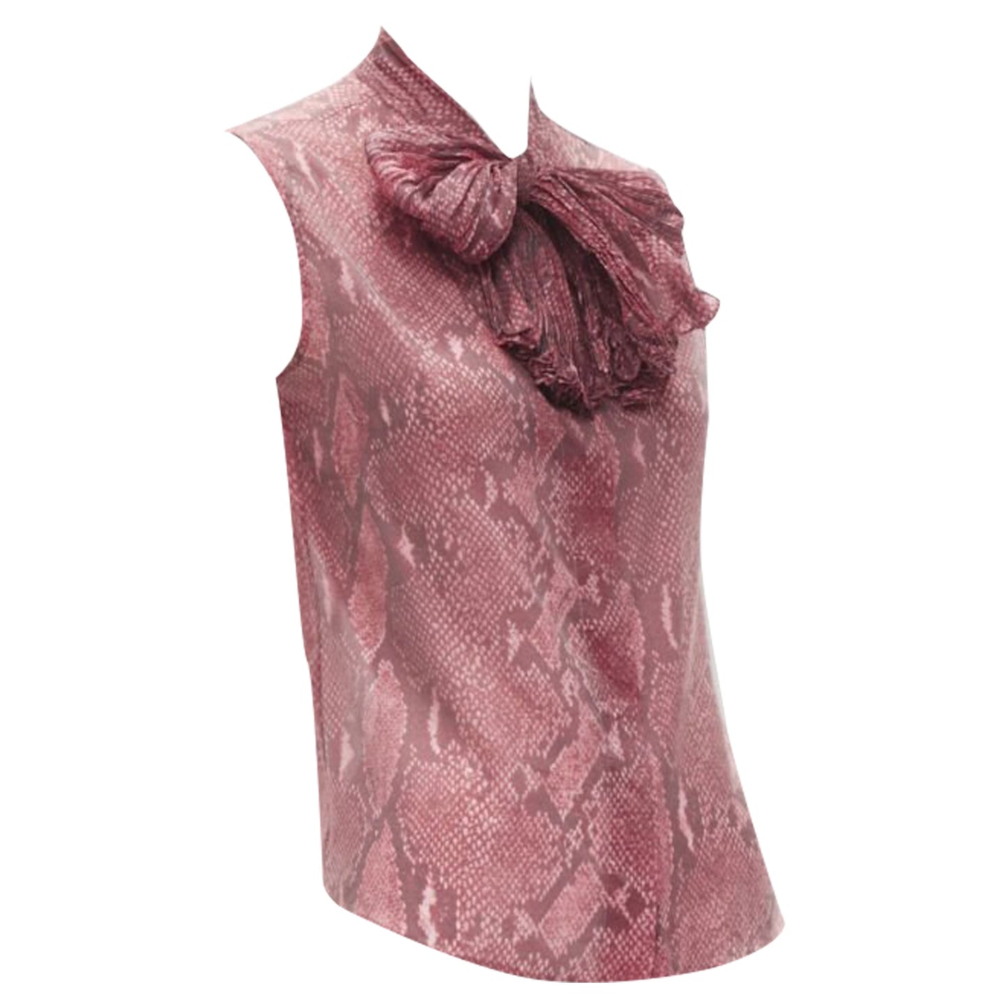 Gucci Tom Ford scaled leather print bow collar blouse