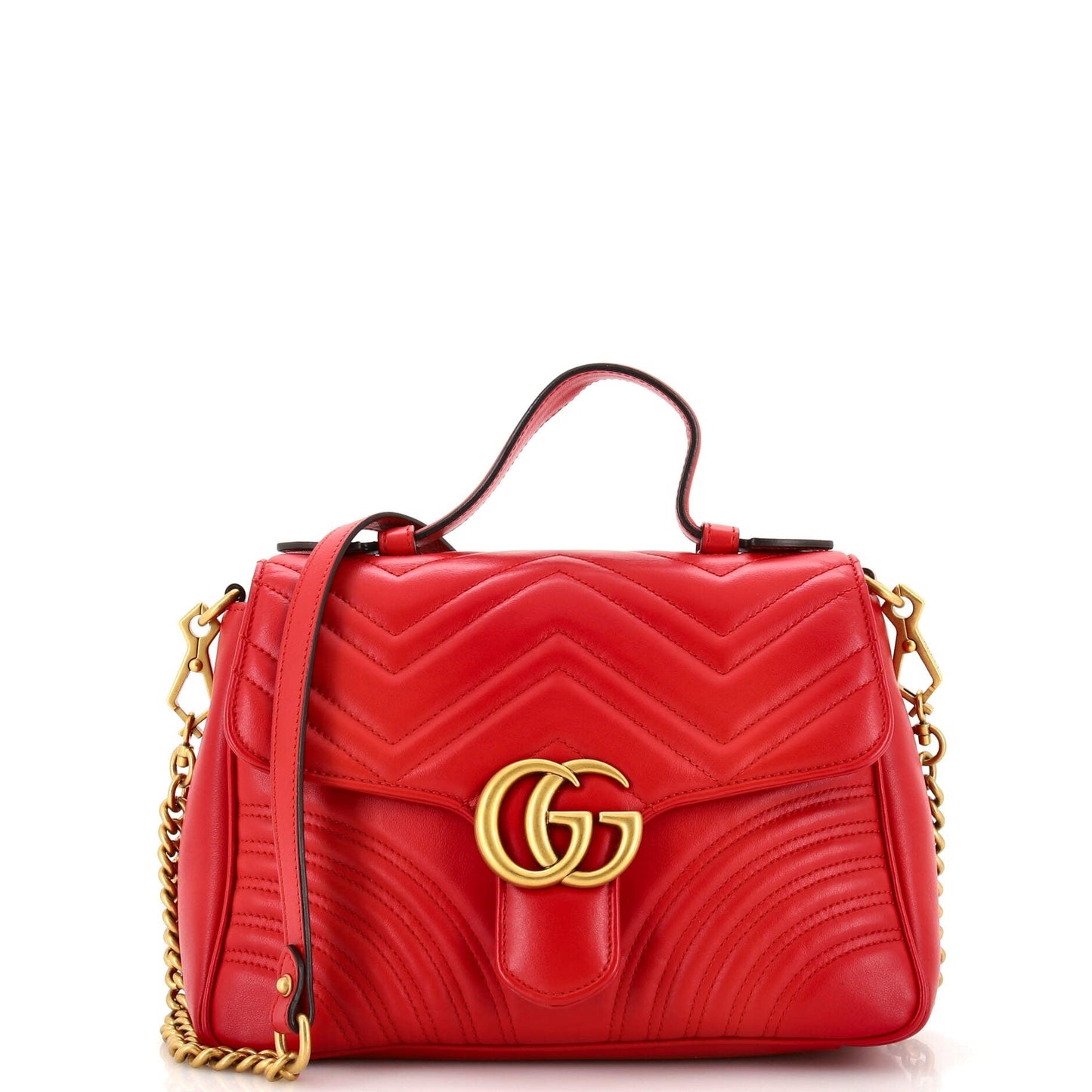 Luxury Gucci Trending 2025 GG Marmont Top Handle Flap Bag Matelasse Leather Small