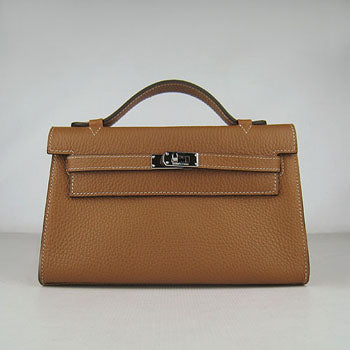 Luxury Hermes Kelly 22cm handbag H008 light coffee