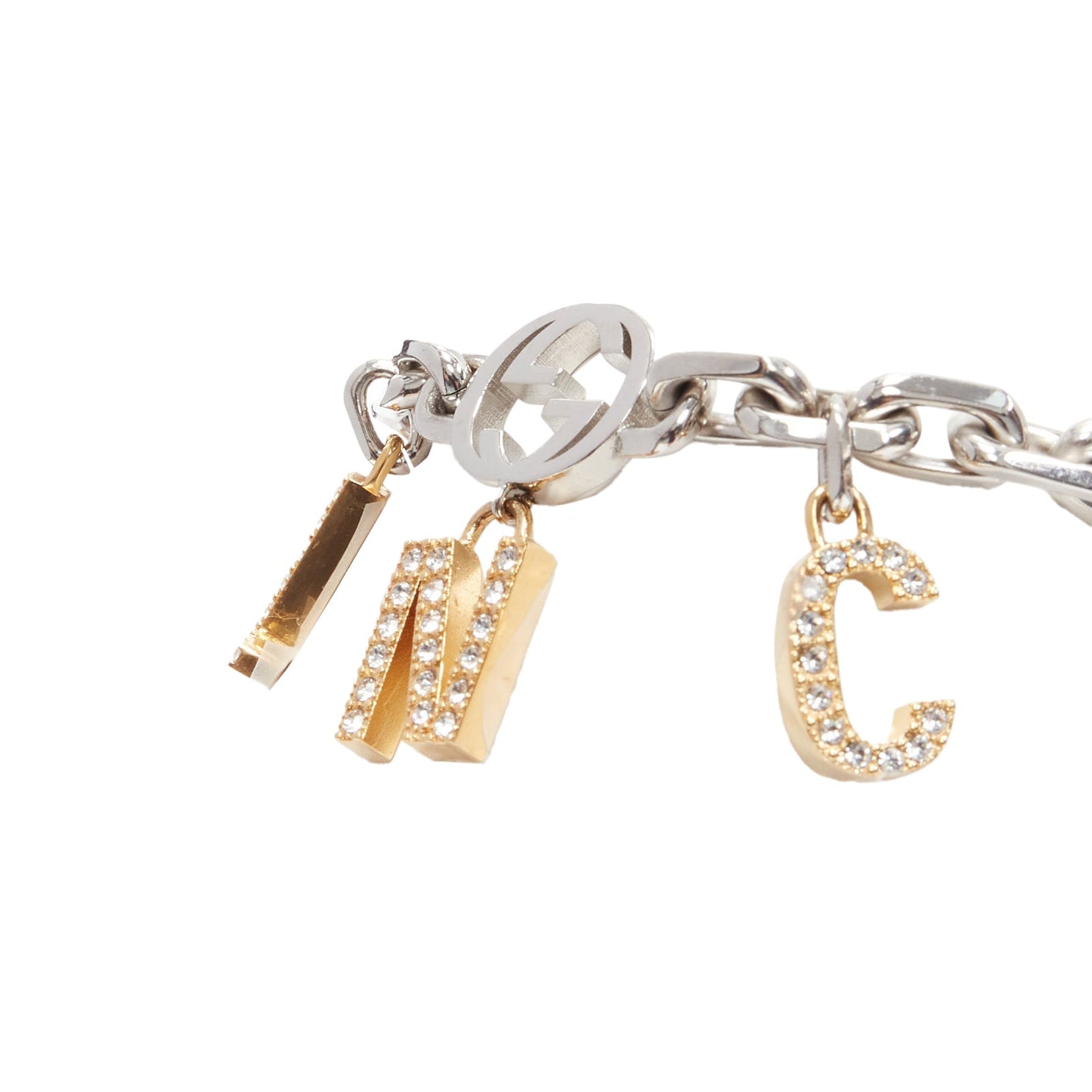 Gucci Balenciaga Hacker Project silver GG B logo charms bracelet