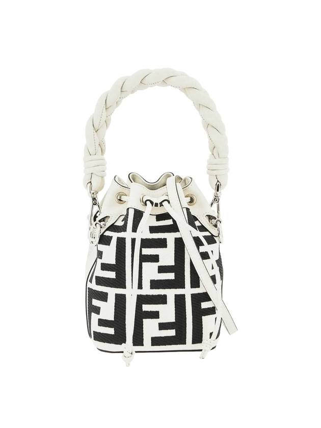 Luxury Fendi Montresor FF Mini Multi Bucket Bag White Black