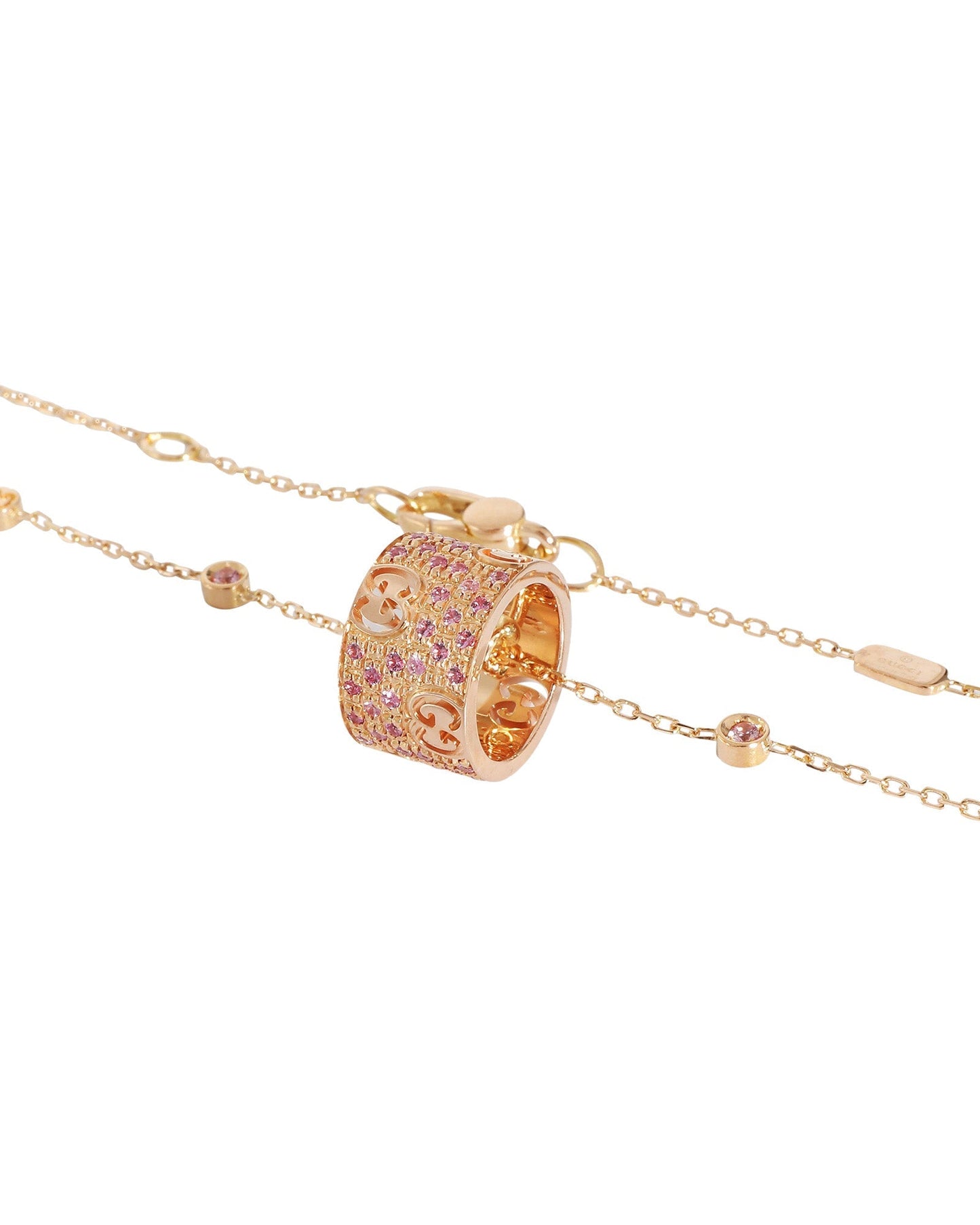 Luxury Gucci Trending 2025 Sapphire Icon Stardust Pink Sapphire Necklace in 18K Rose Gold