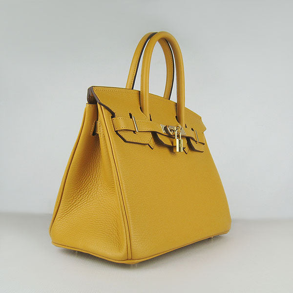 Luxury Hermes Birkin 30cm Togo Leather Handbags Yellow Golden