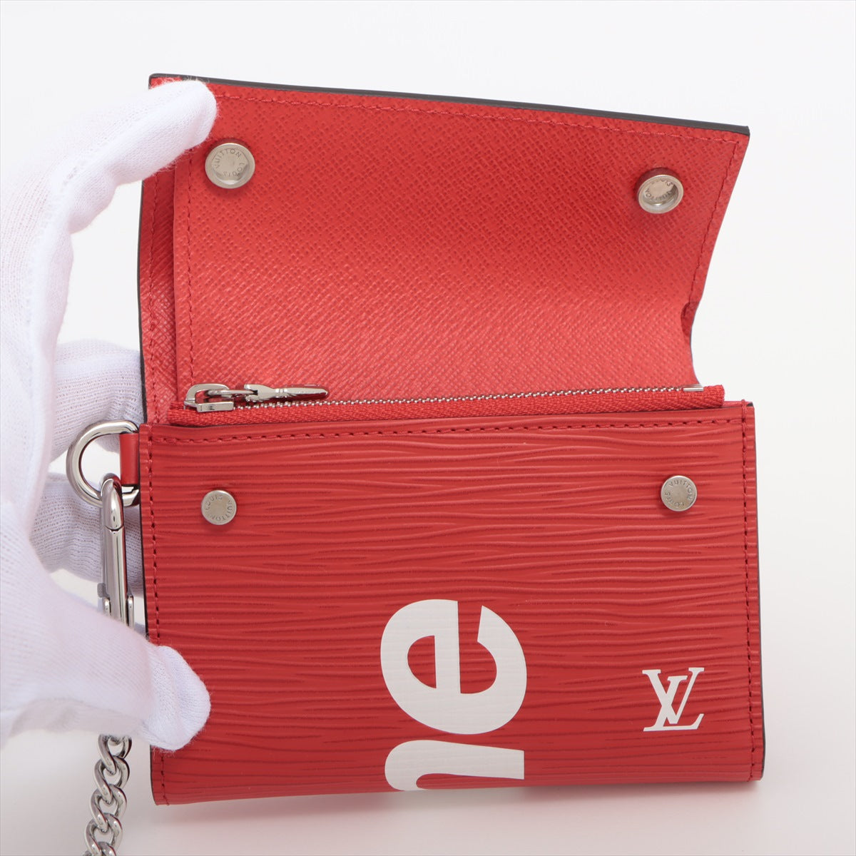 Louis Vuitton x Spring Epi Chain Compact Wallet M67755 Leather x Metal Compact Wallet Red SN2127