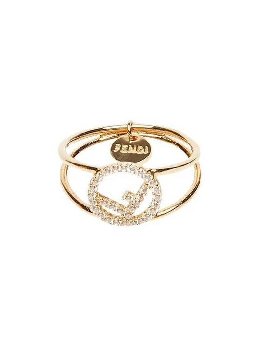 Luxury Fendi F Is Luxury Fendi Crystal-Embellished Ring Gold