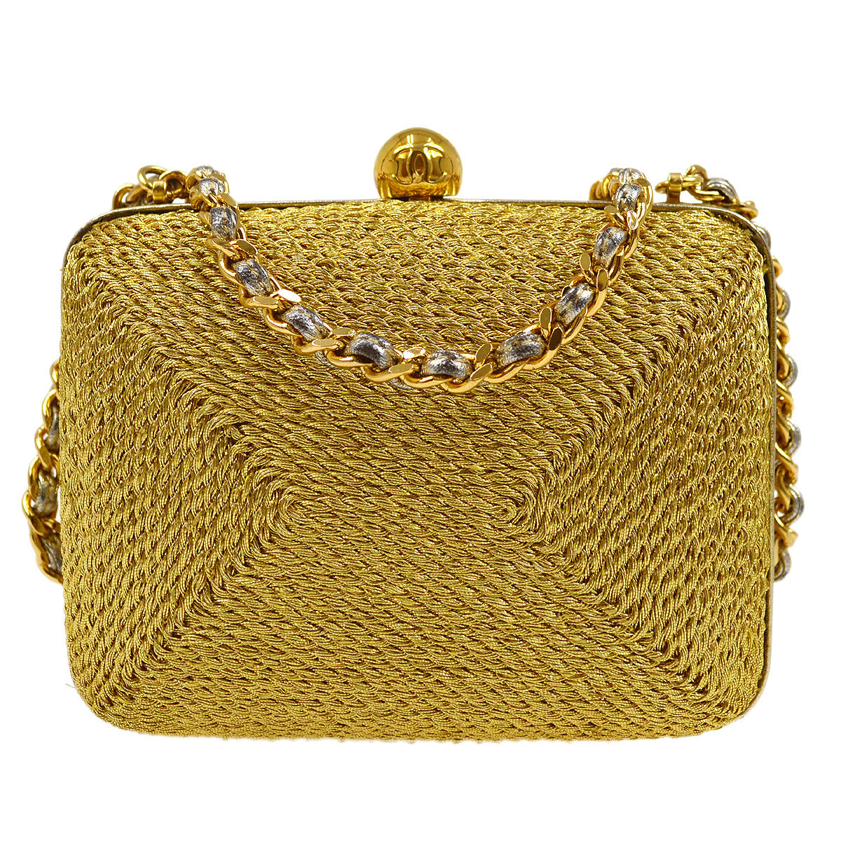 Luxury Chanel 1998 Woven Evening Bag Gold
