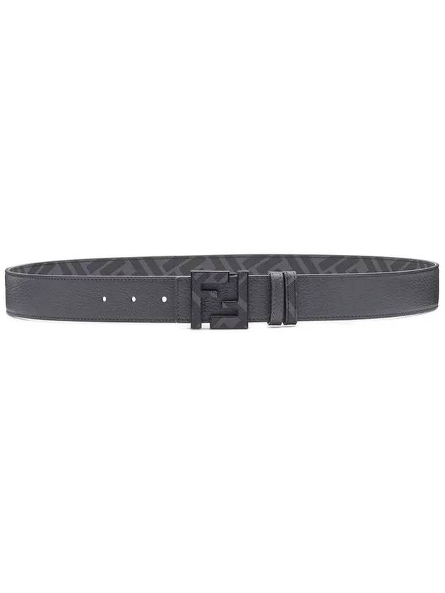 Luxury Fendi Square FF Leather Reversible Belt Grey