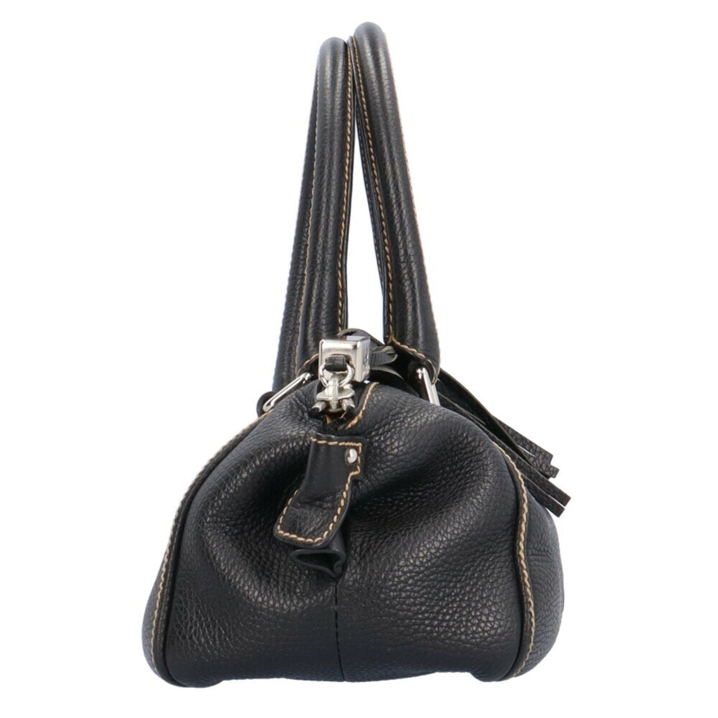 Luxury Chanel Tassel Handbag Calf Black Women's