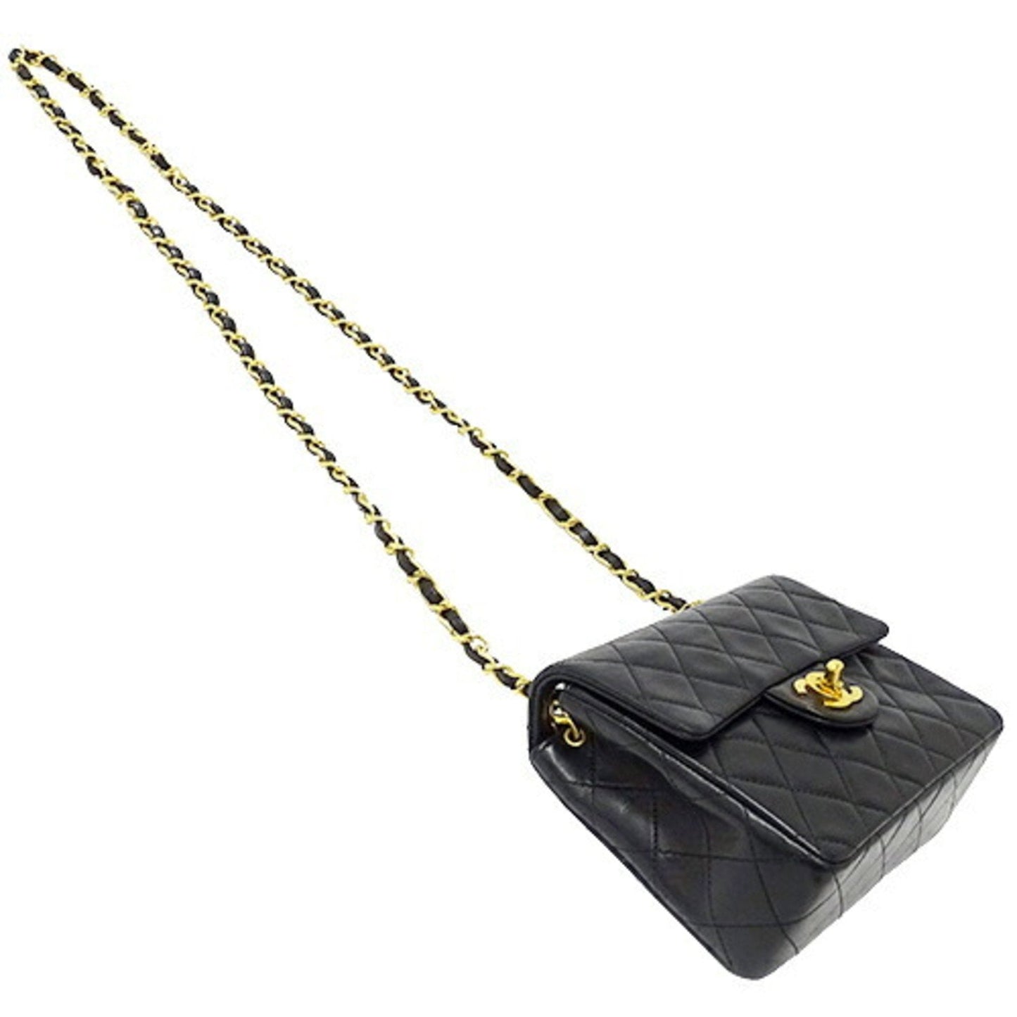 Luxury Chanel bag matelasse lady's shoulder chain lambskin black