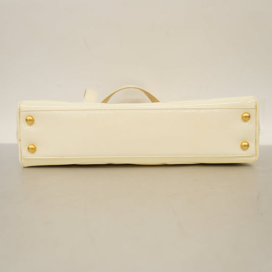 CHANEL  Triple Coco Women's Patent Leather Handbag Ivory