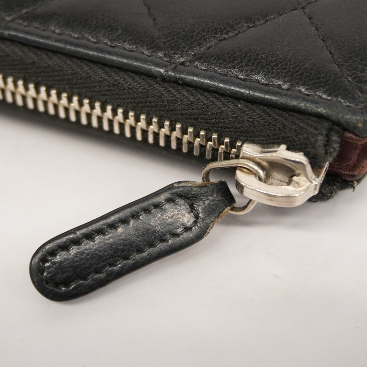 CHANEL  Matelasse Long Wallet Silver Metal Fittings Women's Lambskin Black