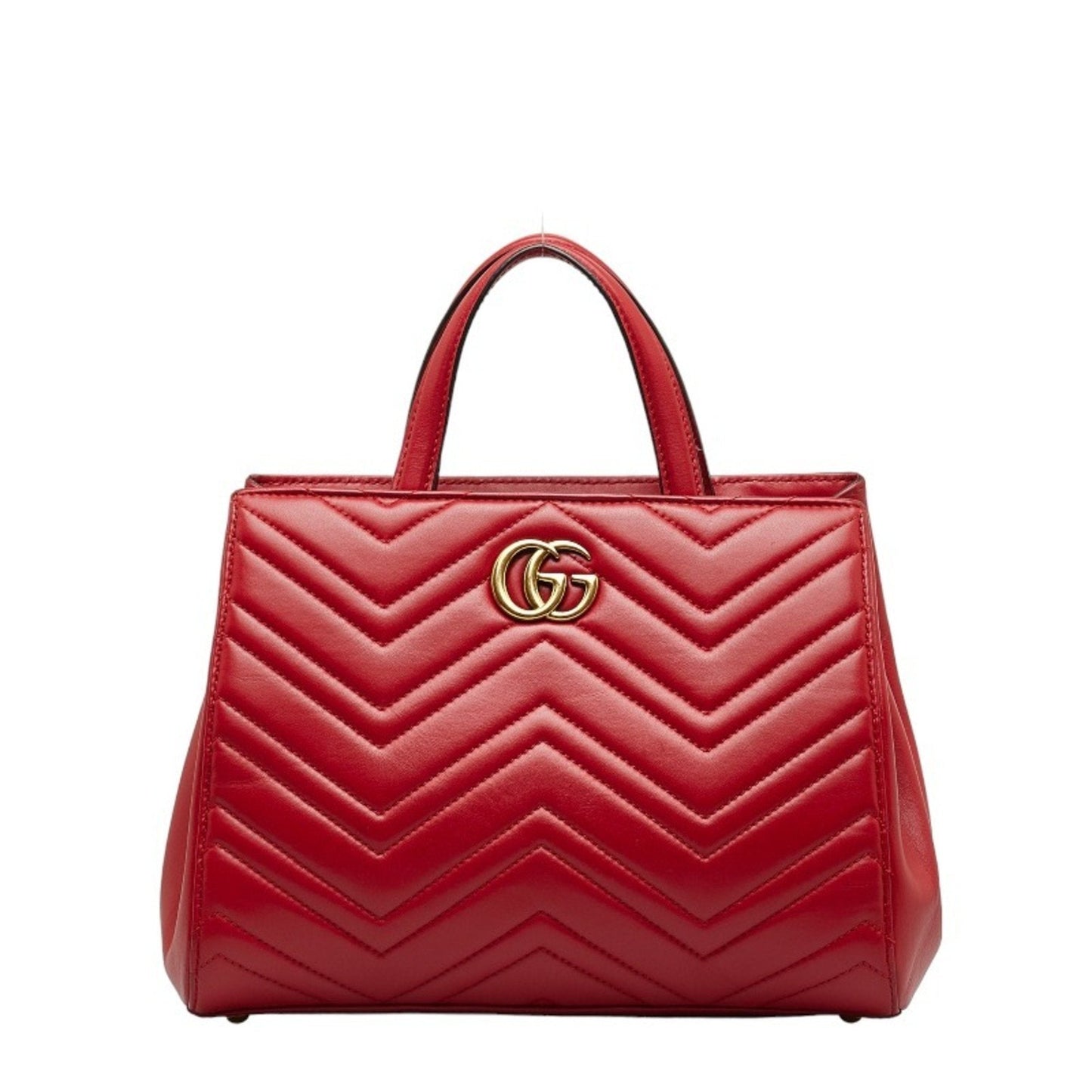 Luxury Gucci GG Marmont Quilted Handbag Shoulder Bag 448054 Red Leather Women's