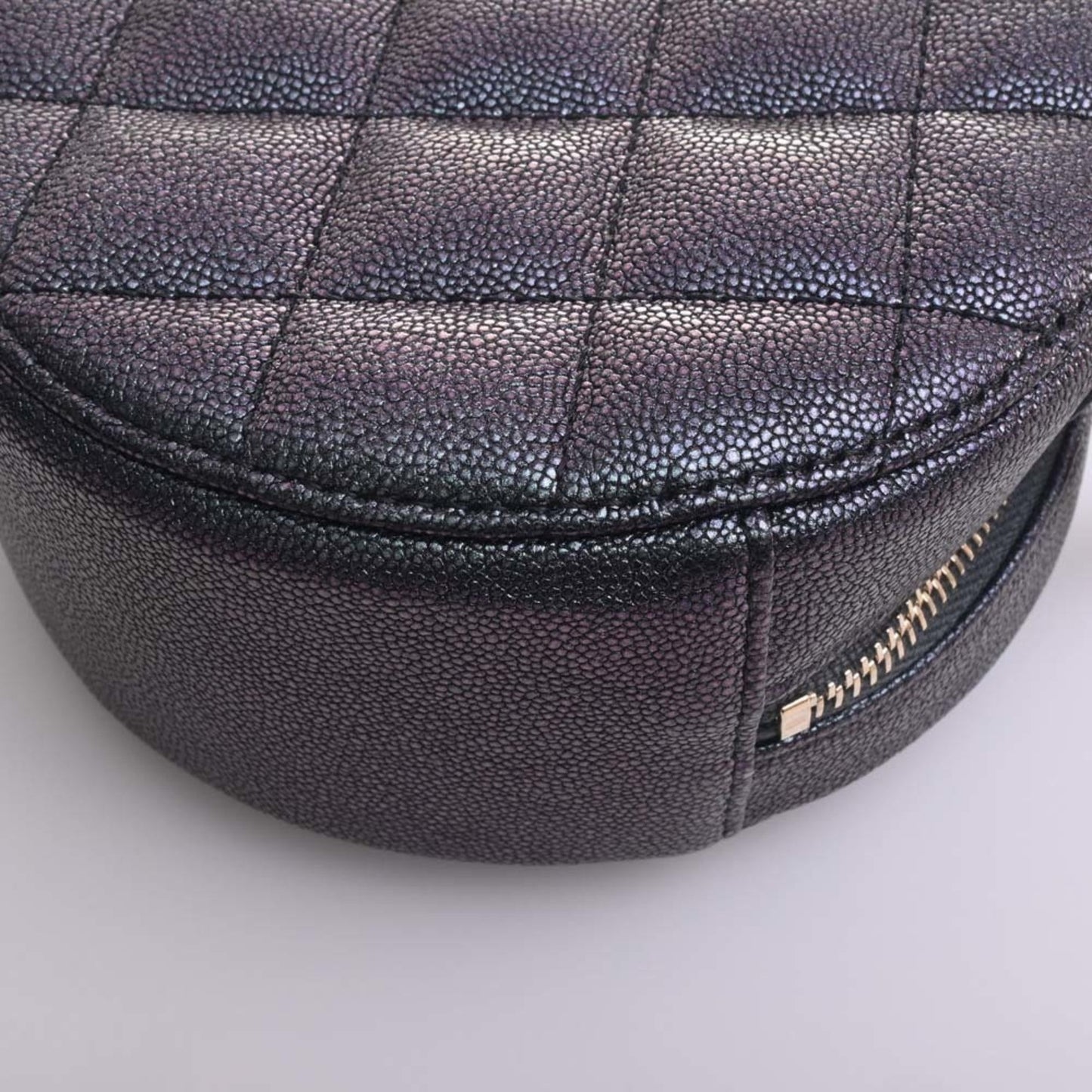 Luxury Chanel Caviar Skin Matelasse Coco Mark Chain Shoulder Bag Metallic Women's