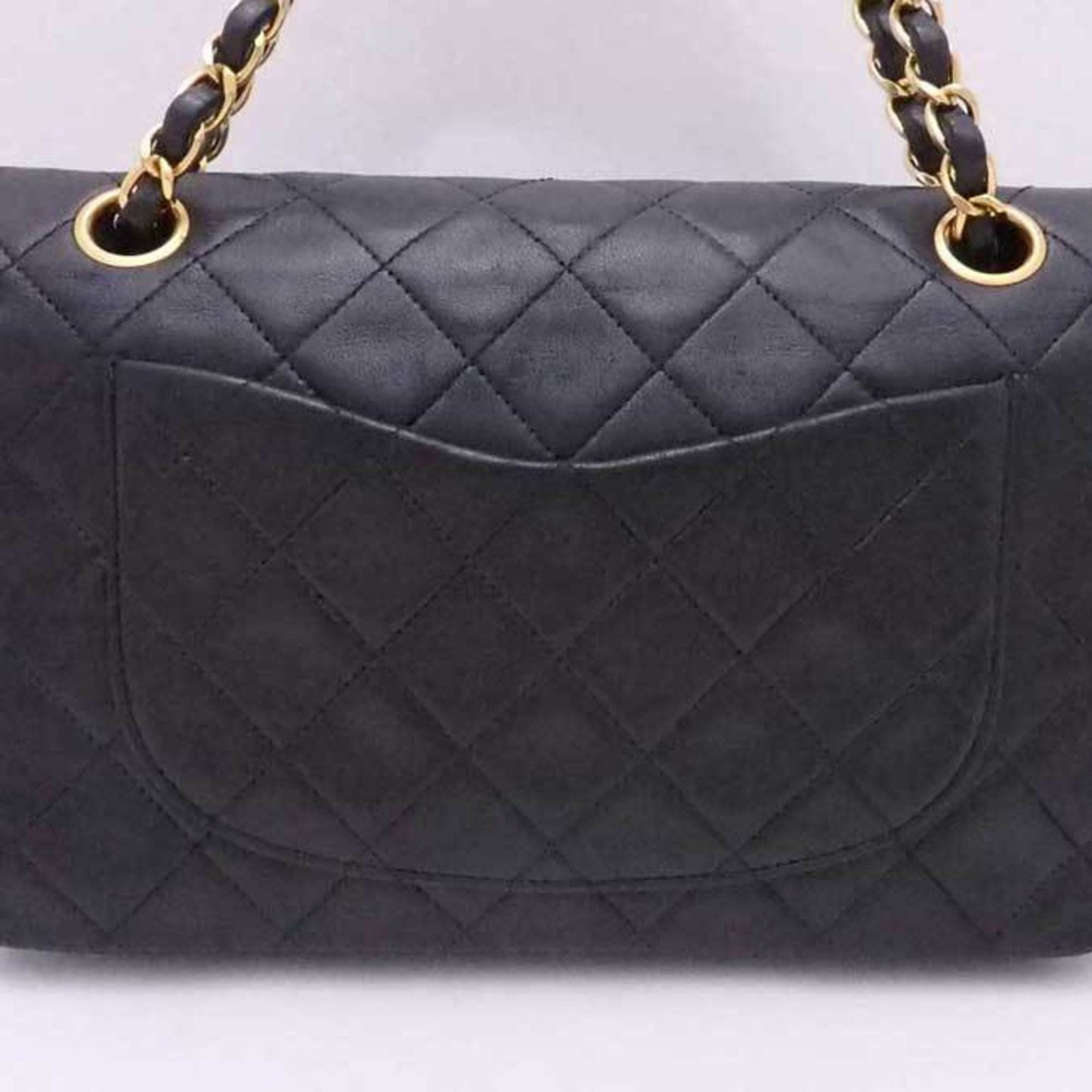 Luxury Chanel shoulder bag matelasse leather / metal black x gold ladies