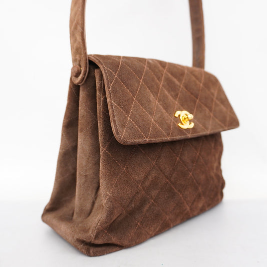CHANEL  Matelasse Women's Suede Shoulder Bag Brown