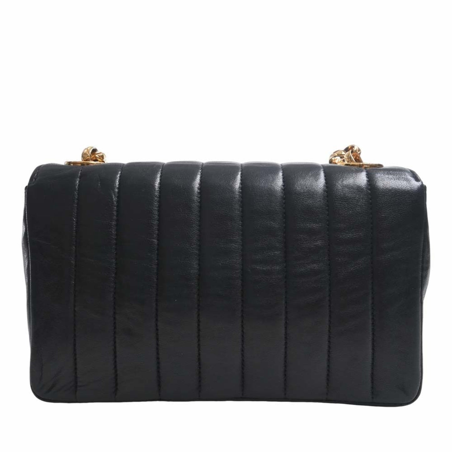 Luxury Chanel Lambskin Coco Mark Chain Shoulder Bag Black Ladies