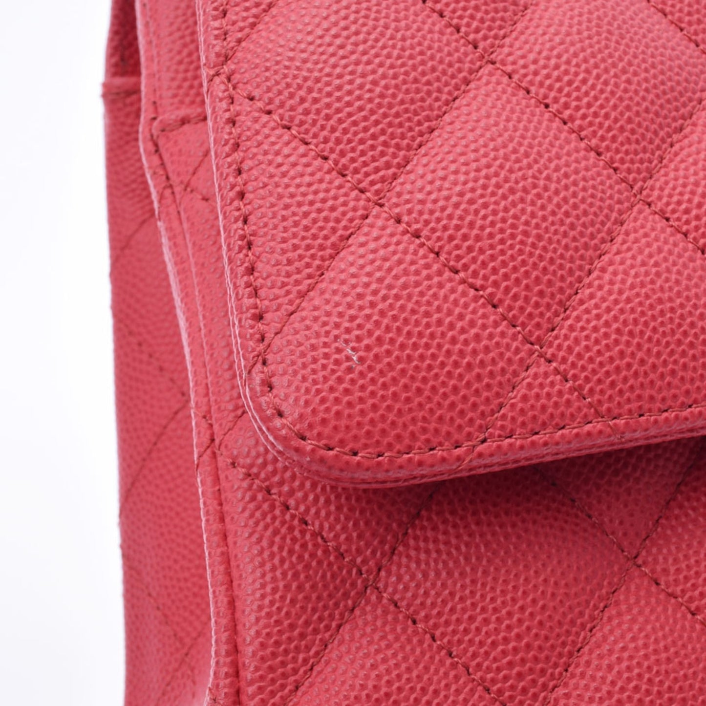 Chanel matelasse W flap chain shoulder 25.5cm pink ladies caviar skin bag