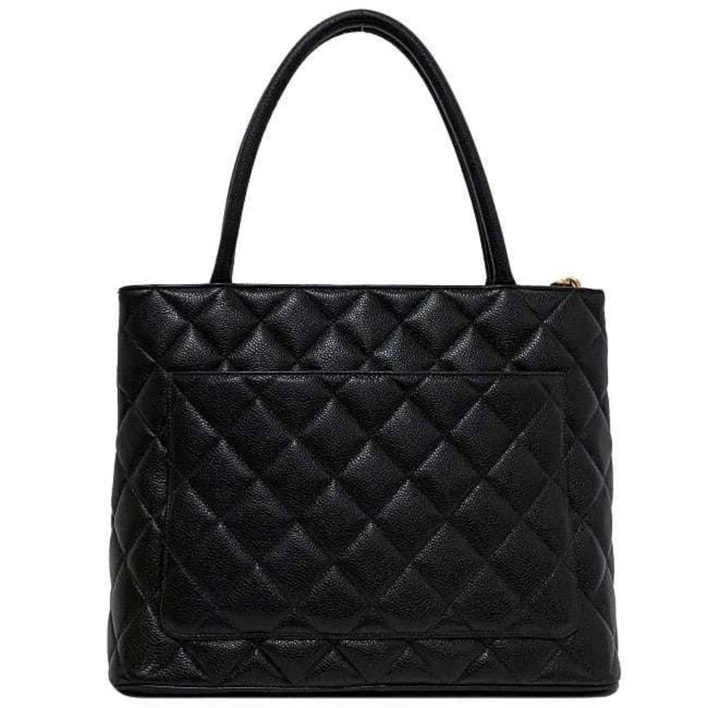 Luxury Chanel reprint tote black gold A01804 bag leather caviar skin No. 5  coco mark quilting stitch