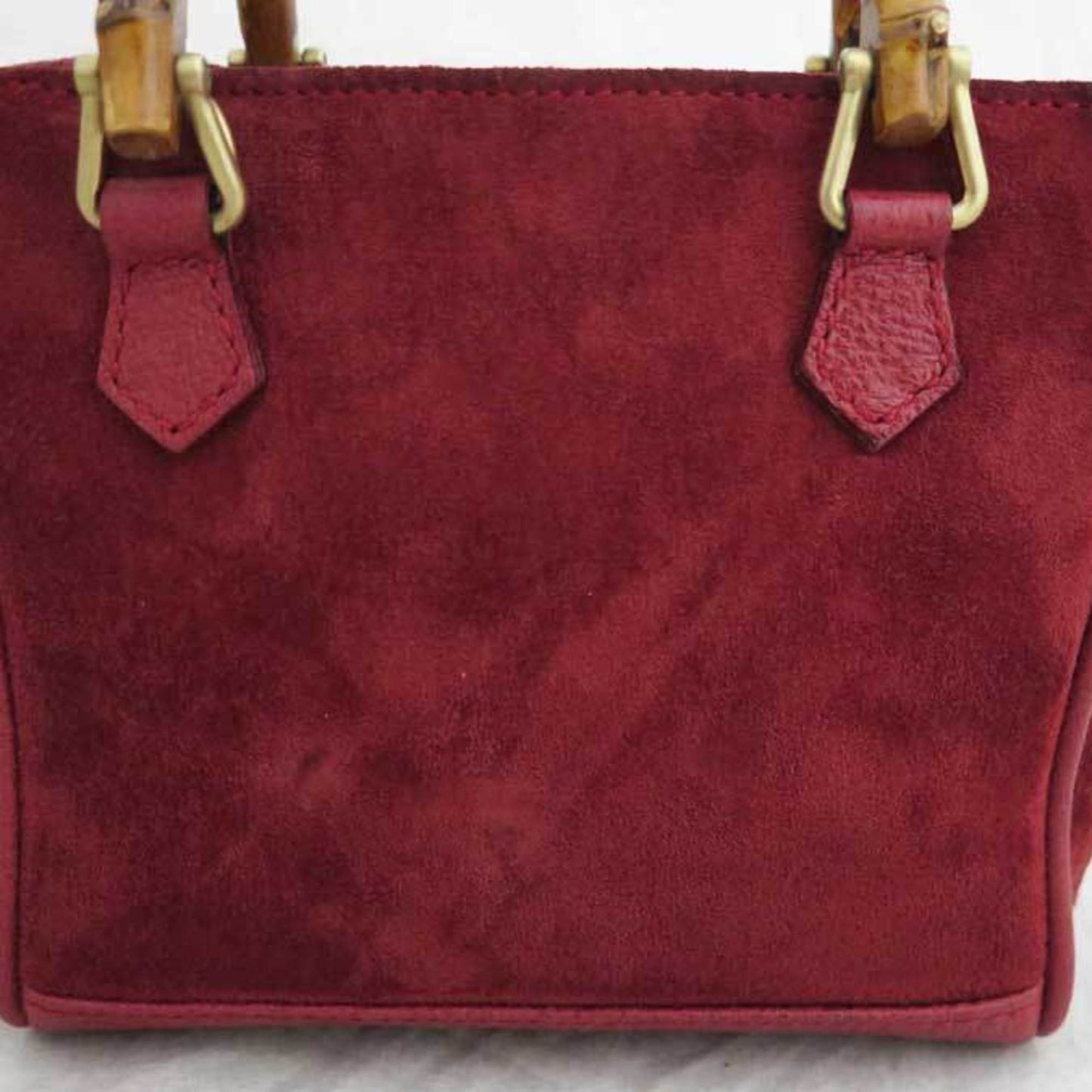 Luxury Gucci 2way Bag Bamboo Red Suede Leather Mini Handbag Shoulder Ladies