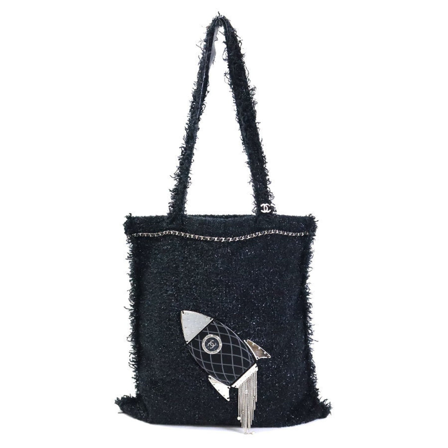 Luxury Chanel shoulder bag rocket heremark tweed black ladies A94656 99544f