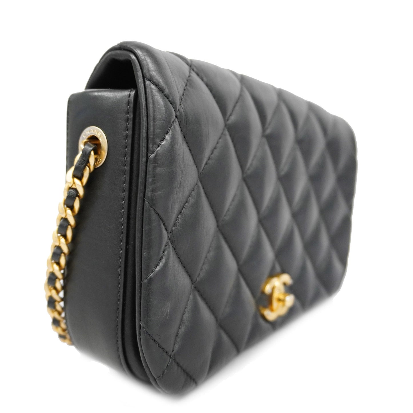 CHANEL[3ca0444]   Shoulder Bag Matelasse Chain Shoulder Lambskin Black Gold metal