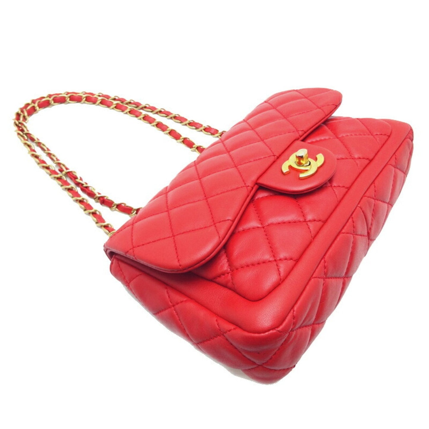 Luxury Chanel Matelasse 23 Chain Shoulder Women's Bag Lambskin Red